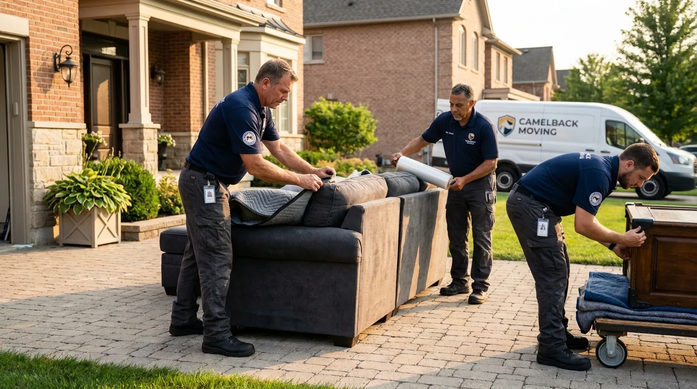 Large estate moving crew wrapping furniture in Goldthwaite, TX