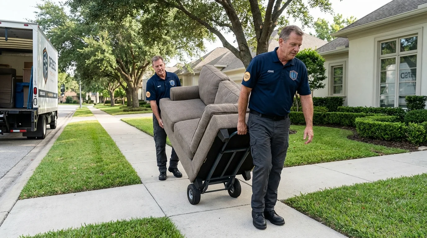 Local residential moving crew loading furniture in Goldthwaite, TX